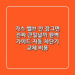가스 밸브 안 잠그면 진짜 큰일날까 완벽 가이드 자동 차단기 교체 비용
