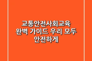교통안전사회교육 완벽 가이드 우리 모두 안전하게