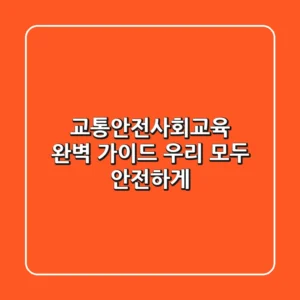 교통안전사회교육 완벽 가이드 우리 모두 안전하게