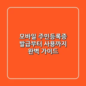 모바일 주민등록증 발급부터 사용까지 완벽 가이드