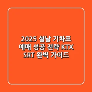 2025 설날 기차표 예매 성공 전략 KTX SRT 완벽 가이드