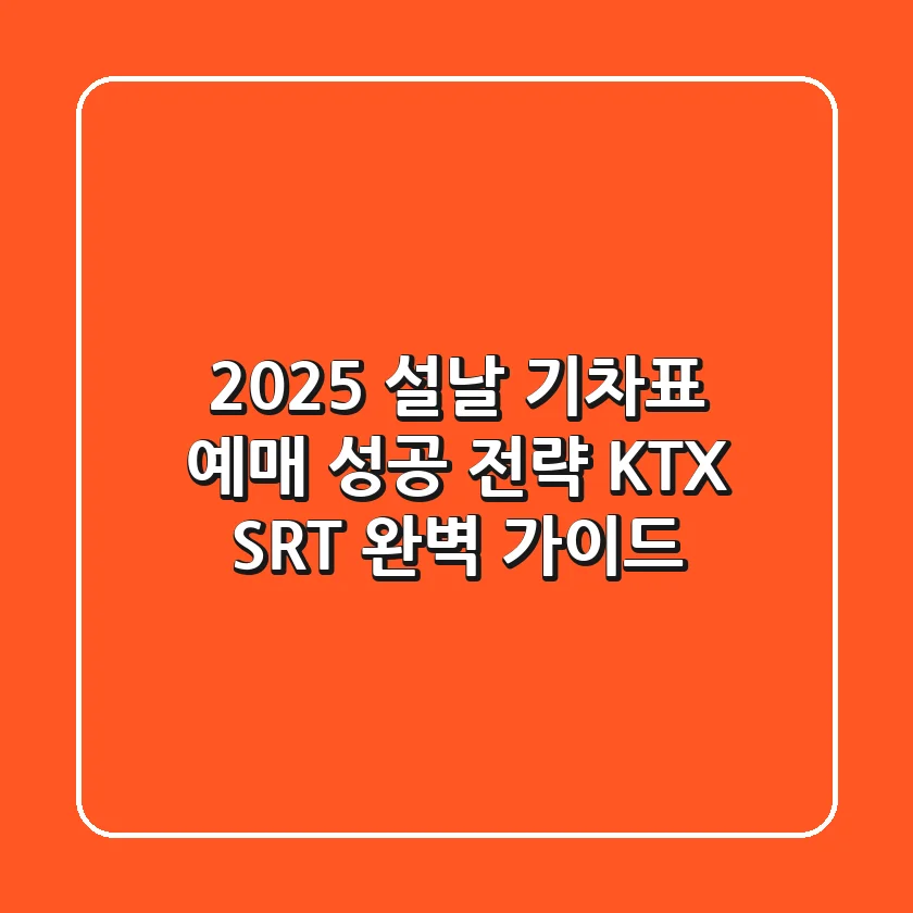 2025 설날 기차표 예매 성공 전략 KTX SRT 완벽 가이드