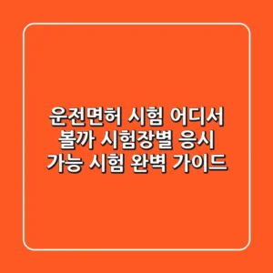 운전면허 시험, 어디서 볼까? 시험장별 응시 가능 시험 완벽 가이드!