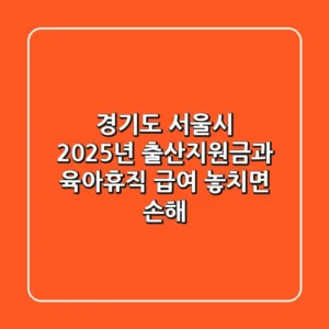 경기도, 서울시 2025년 출산지원금과 육아휴직 급여: 놓치면 손해!