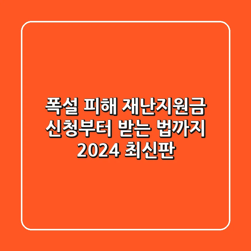 폭설 피해? 재난지원금 신청부터 받는 법까지! (2024 최신판)