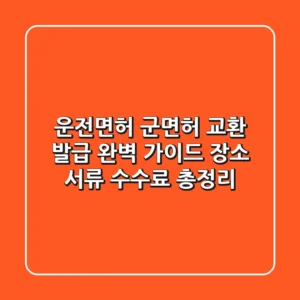 운전면허 군면허 교환 발급 완벽 가이드: 장소, 서류, 수수료 총정리