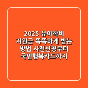 2025 유아학비 지원금 똑똑하게 받는 방법: 사전신청부터 국민행복카드까지!