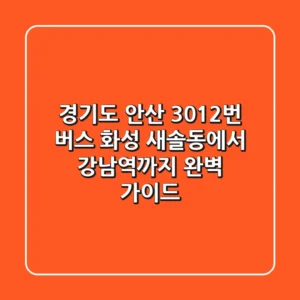 경기도 안산 3012번 버스: 화성 새솔동에서 강남역까지 완벽 가이드