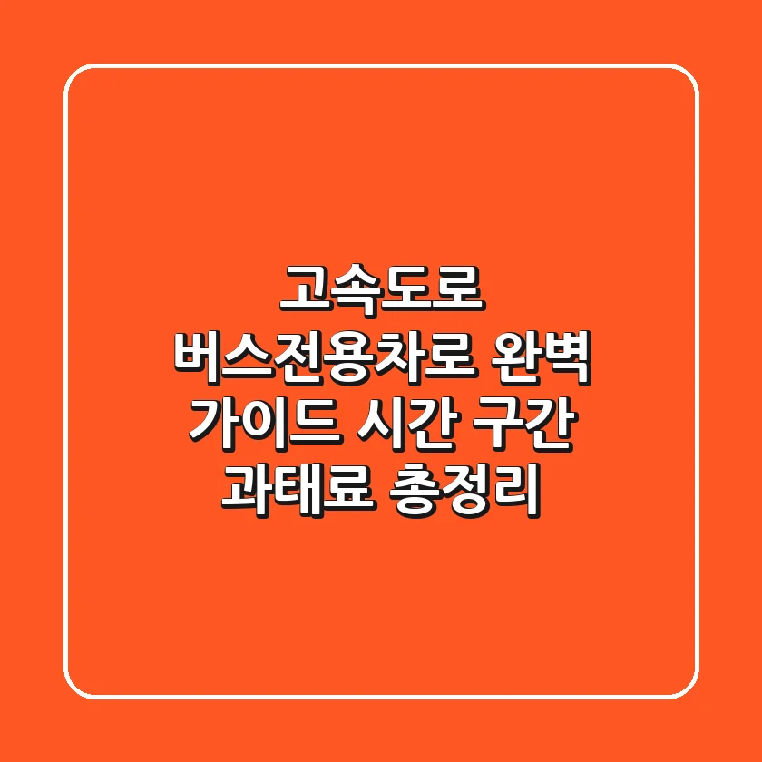 고속도로 버스전용차로 완벽 가이드: 시간, 구간, 과태료 총정리!