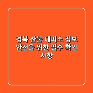 경북 산불 대피소 정보: 안전을 위한 필수 확인 사항