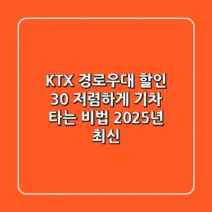 KTX 경로우대 할인: 30% 저렴하게 기차 타는 비법 (2025년 최신)