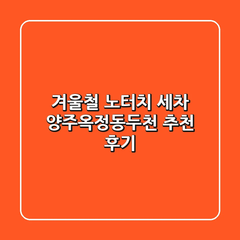 겨울철 노터치 세차, 양주/옥정/동두천 추천 후기!