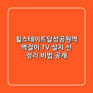 힐스테이트달성공원역 벽걸이 TV 설치, 선 정리 비법 공개!