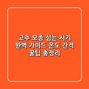 고추 모종 심는 시기 완벽 가이드: 온도, 간격, 꿀팁 총정리