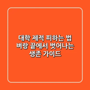 대학 제적 피하는 법: 벼랑 끝에서 벗어나는 생존 가이드