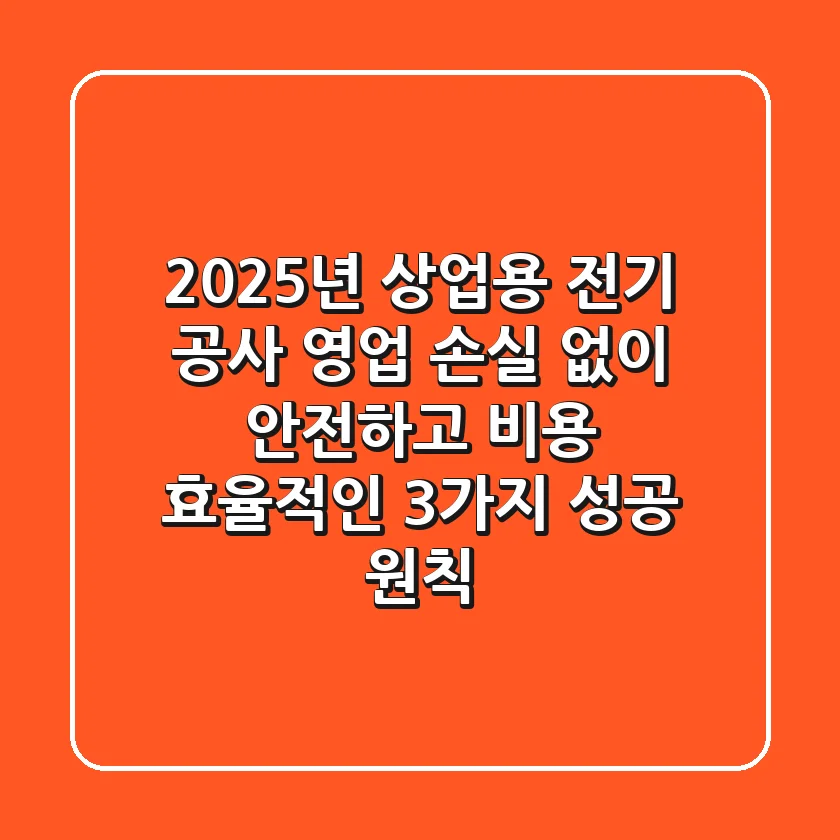 2025년 상업용 전기 공사, 영업 손실 없이 안전하고 비용 효율적인 3가지 성공 원칙