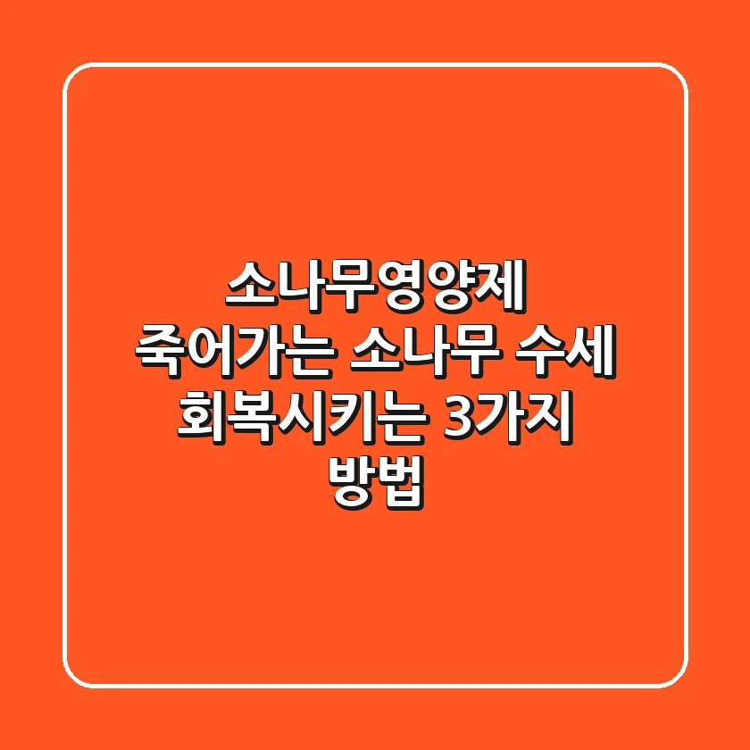 소나무영양제: 죽어가는 소나무, 수세 회복시키는 3가지 방법