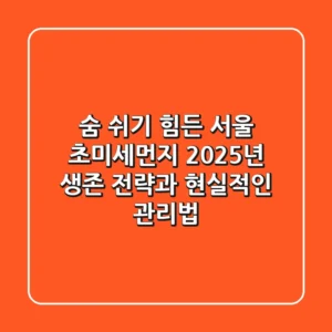 숨 쉬기 힘든 서울 초미세먼지, 2025년 생존 전략과 현실적인 관리법