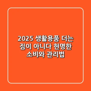 2025 생활용품, 더는 짐이 아니다: 현명한 소비와 관리법