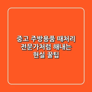 중고 주방용품 때처리, 전문가처럼 해내는 현실 꿀팁!