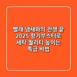 빨래 냄새와의 전쟁 끝! 2025 향기부스터로 세탁 퀄리티 높이는 특급 비법