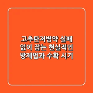 고추탄저병약, 실패 없이 잡는 현실적인 방제법과 수확 시기