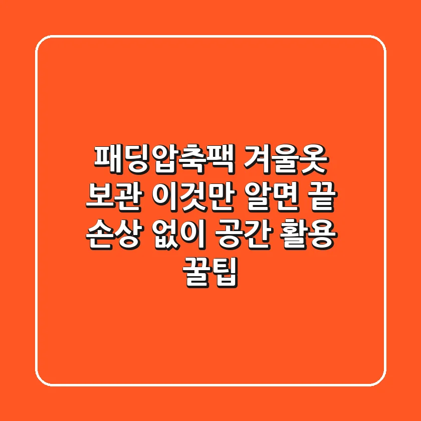 패딩압축팩, 겨울옷 보관 이것만 알면 끝! 손상 없이 공간 활용 꿀팁