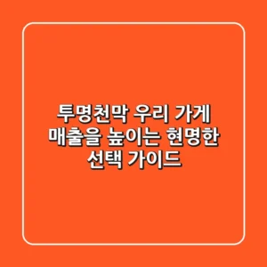 투명천막, 우리 가게 매출을 높이는 현명한 선택 가이드