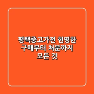 평택중고가전, 현명한 구매부터 처분까지! 모든 것