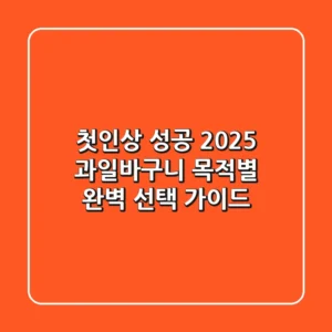 첫인상 성공! 2025 과일바구니, 목적별 완벽 선택 가이드