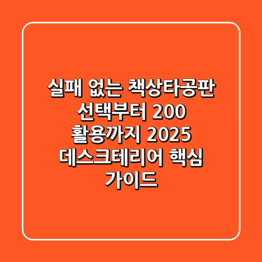 실패 없는 책상타공판 선택부터 200% 활용까지: 2025 데스크테리어 핵심 가이드