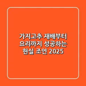 가지고추, 재배부터 요리까지 성공하는 현실 조언 2025