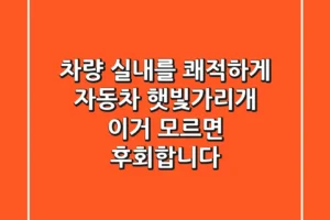 차량 실내를 쾌적하게! 자동차 햇빛가리개, 이거 모르면 후회합니다