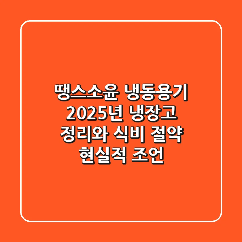 땡스소윤 냉동용기: 2025년 냉장고 정리와 식비 절약, 현실적 조언
