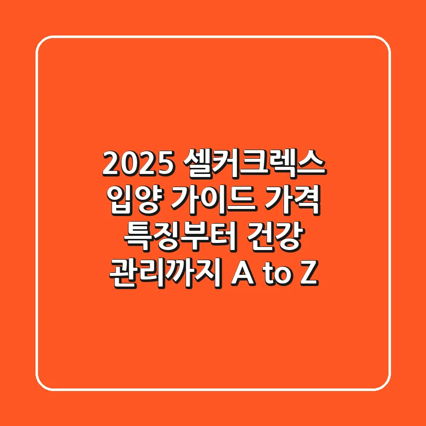 2025 셀커크렉스 입양 가이드: 가격, 특징부터 건강 관리까지 A to Z