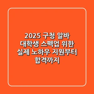 2025 구청 알바, 대학생 스펙업 위한 실제 노하우 (지원부터 합격까지)