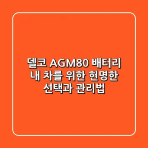 델코 AGM80 배터리, 내 차를 위한 현명한 선택과 관리법