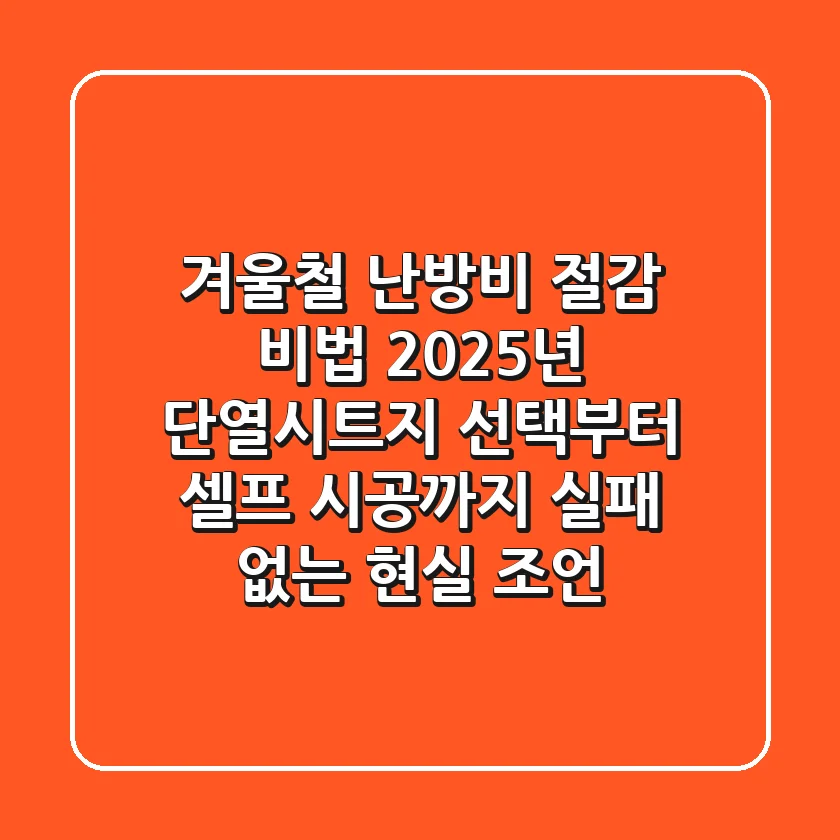 겨울철 난방비 절감 비법: 2025년 단열시트지 선택부터 셀프 시공까지, 실패 없는 현실 조언!