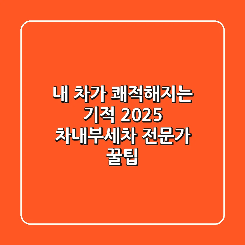 내 차가 쾌적해지는 기적! 2025 차내부세차, 전문가 꿀팁