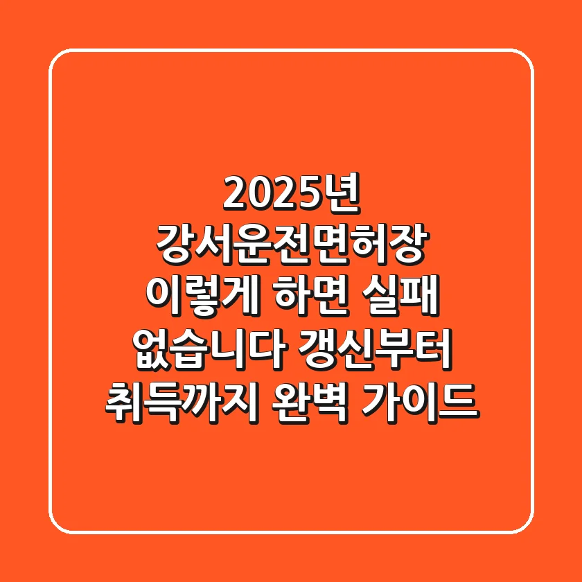 2025년 강서운전면허장, 이렇게 하면 실패 없습니다! (갱신부터 취득까지 완벽 가이드)