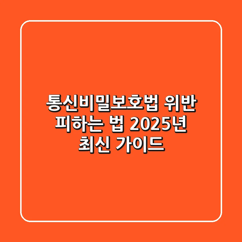 통신비밀보호법 위반 피하는 법: 2025년 최신 가이드
