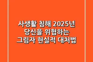 사생활 침해, 2025년 당신을 위협하는 그림자? 현실적 대처법
