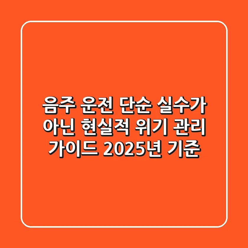 음주 운전, 단순 실수가 아닌 현실적 위기 관리 가이드 (2025년 기준)