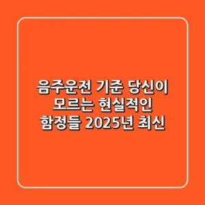 음주운전 기준, 당신이 모르는 현실적인 함정들 (2025년 최신)