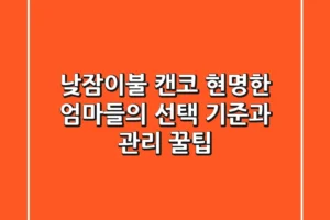 낮잠이불 캔코, 현명한 엄마들의 선택 기준과 관리 꿀팁