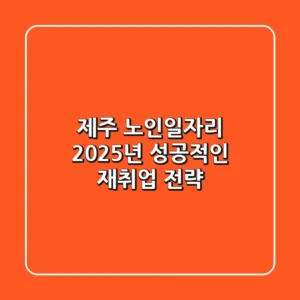 제주 노인일자리, 2025년 성공적인 재취업 전략