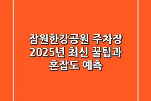 잠원한강공원 주차장, 2025년 최신 꿀팁과 혼잡도 예측