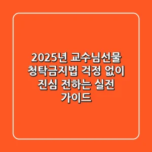 2025년 교수님선물, 청탁금지법 걱정 없이 진심 전하는 실전 가이드
