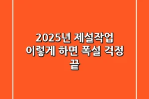 2025년 제설작업, 이렇게 하면 폭설 걱정 끝!