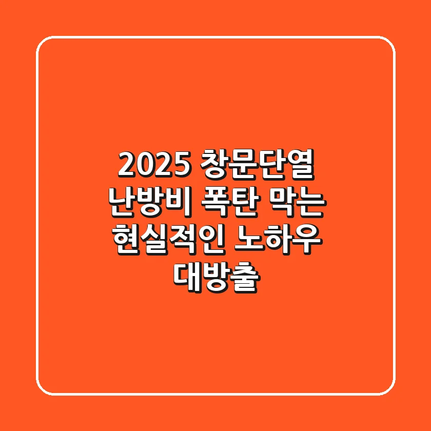 2025 창문단열, 난방비 폭탄 막는 현실적인 노하우 대방출